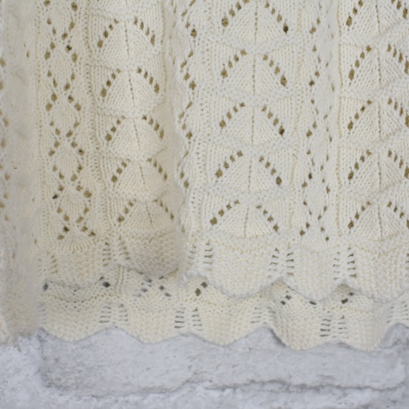 Vintage medium white knit cardigan womens sweater - Picture 6 of 7